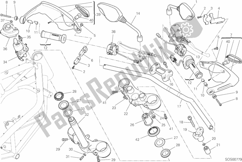 Todas las partes para Manillar Y Controles de Ducati Hypermotard LS Thailand 821 2015